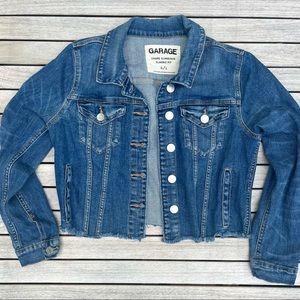 Garage Blue denim crop jacket, size large